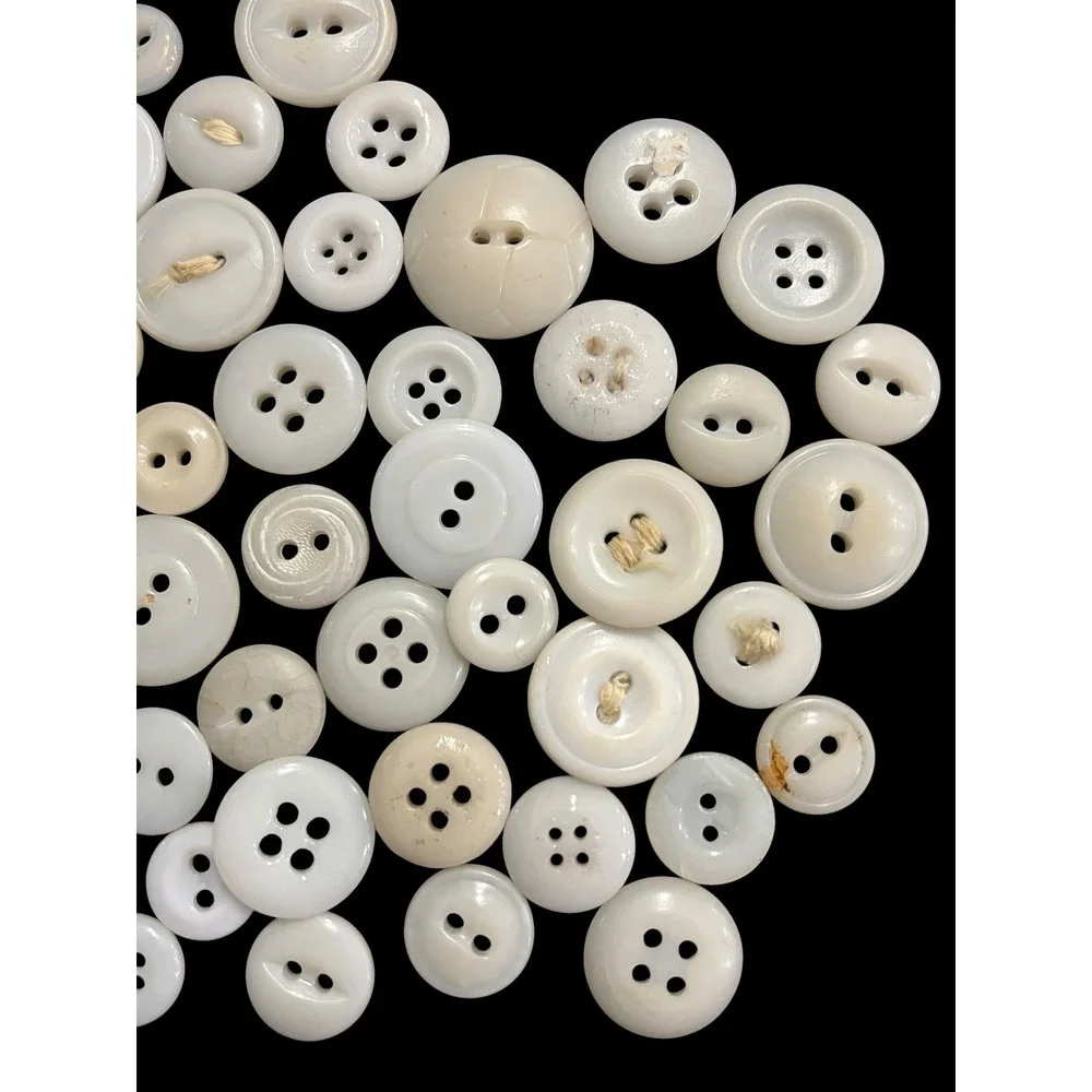 Vintage Antique White Milk Glass China Bone Sewing Buttons Lot Craft Supply